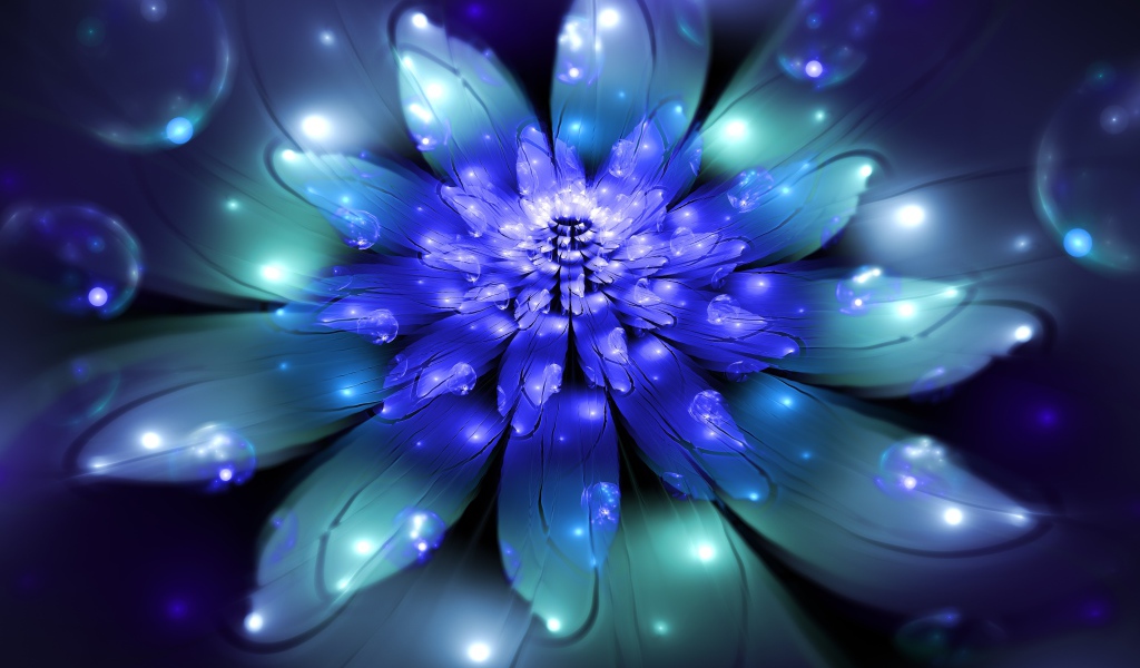 Красивый фантастический неоновый цветок 