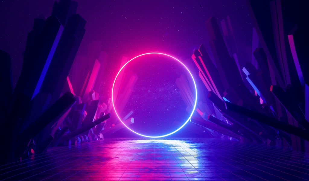 Большой яркий неоновый круг 