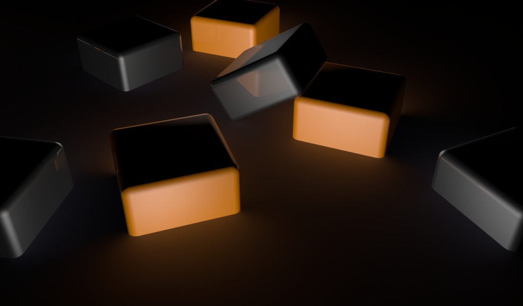 Черные и оранжевые кубы 3д графика