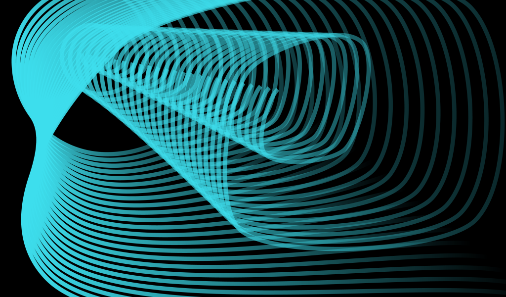 Голубые 3д волны на черном фоне 