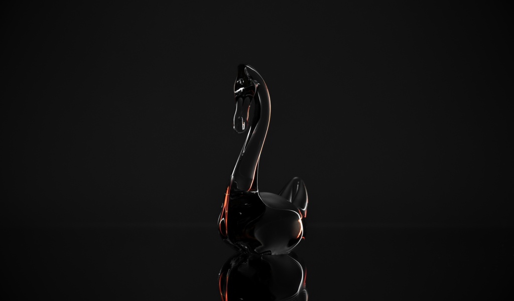 Хрустальный гусь на сером фоне 3д графика