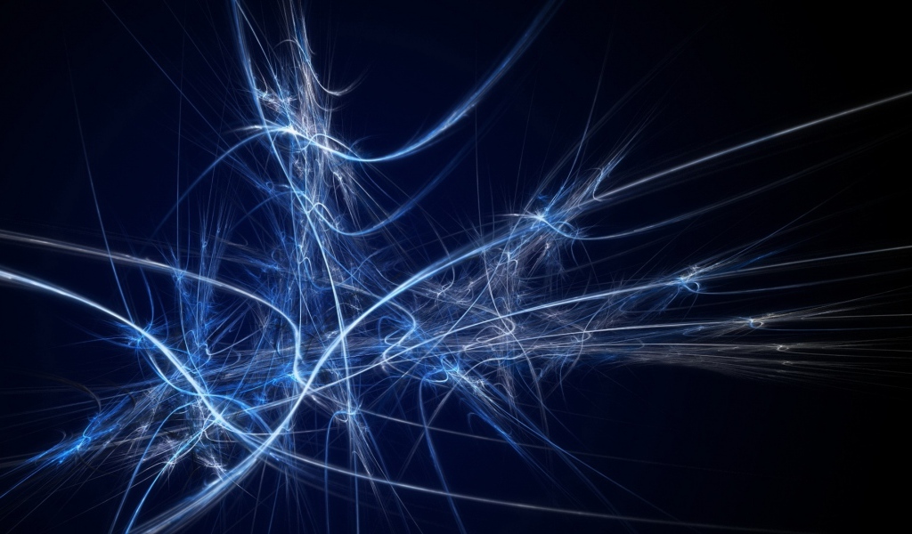 Разные неоновые абстрактные линии на синем фоне