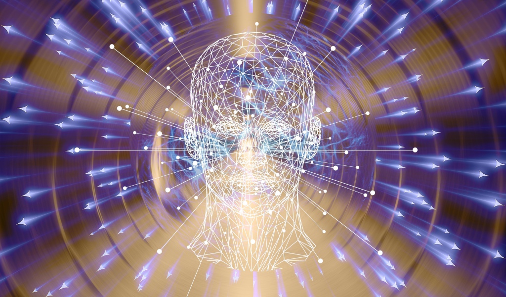 Лицо виртуального разума с белой паутины 