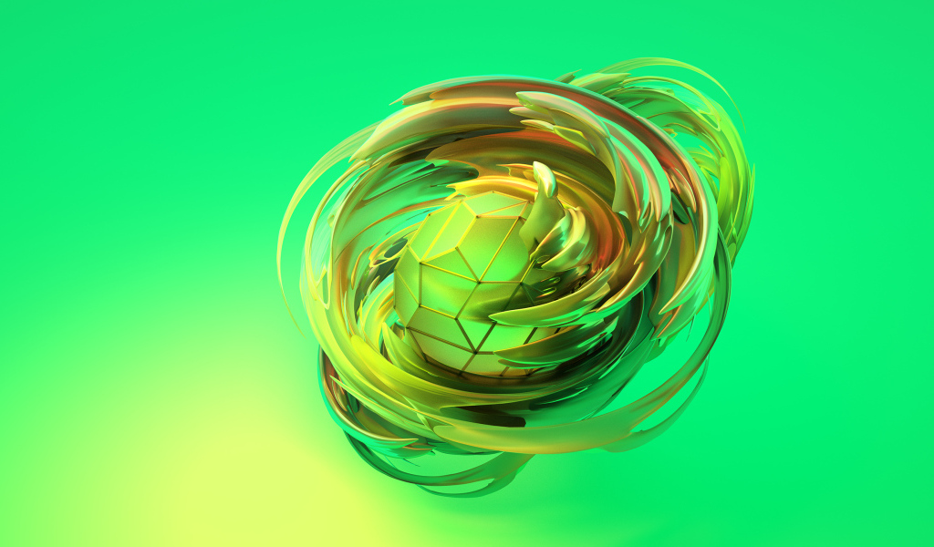 Фигура из шестигранников на зеленом фоне 3д графика