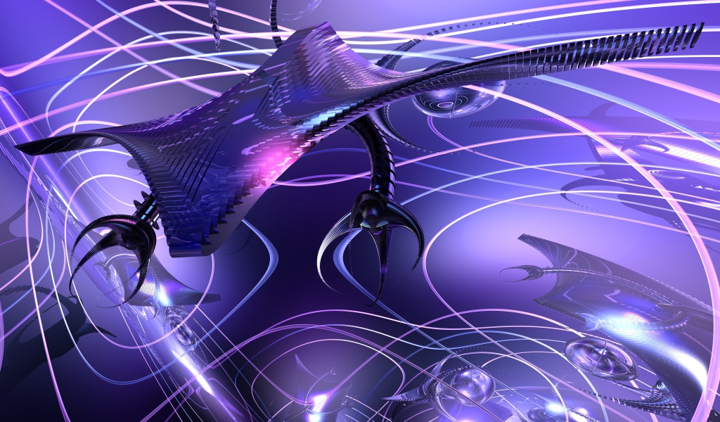 Футуристический 3д рисунок с неоновым светом