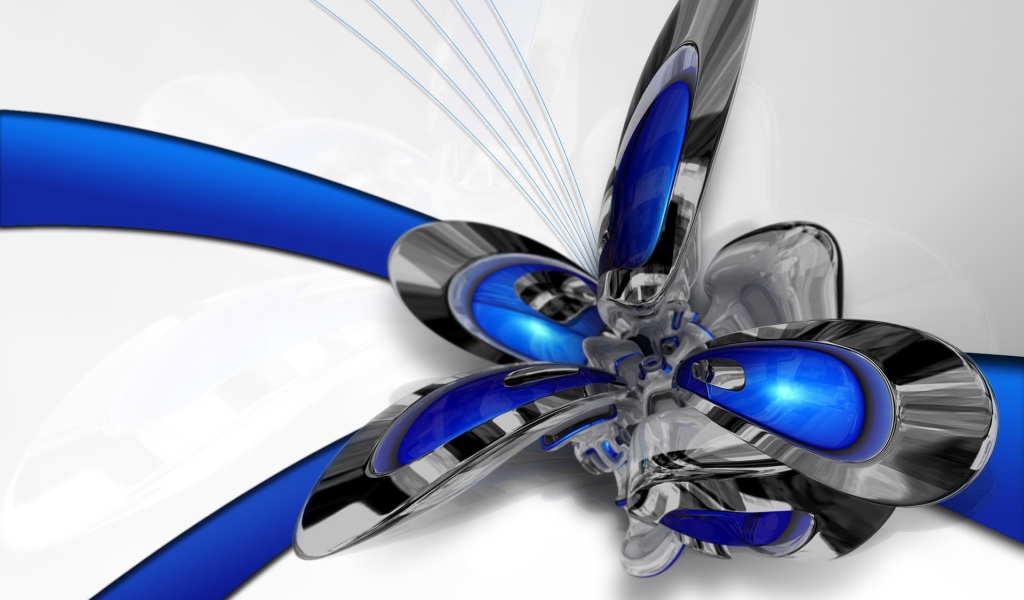 Футуристический серо - голубой цветок 