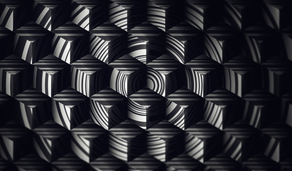 Геометрический черно-белый 3д рисунок 