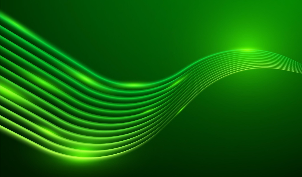 Green neon waves on green background