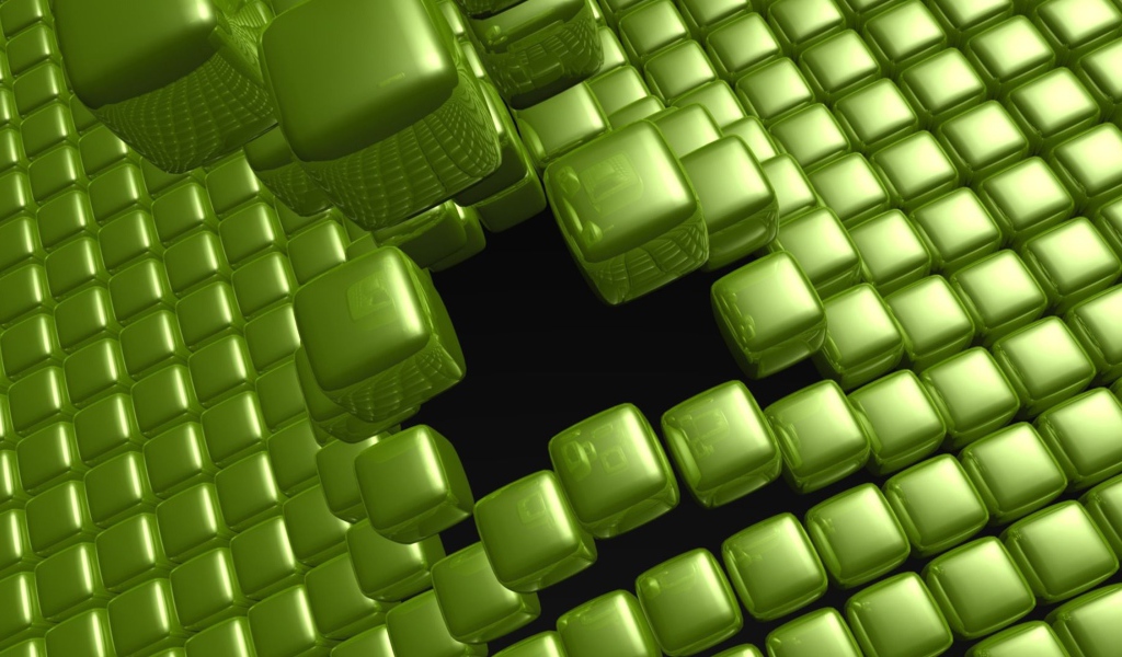 Зеленые квадраты в воздухе, 3д графика