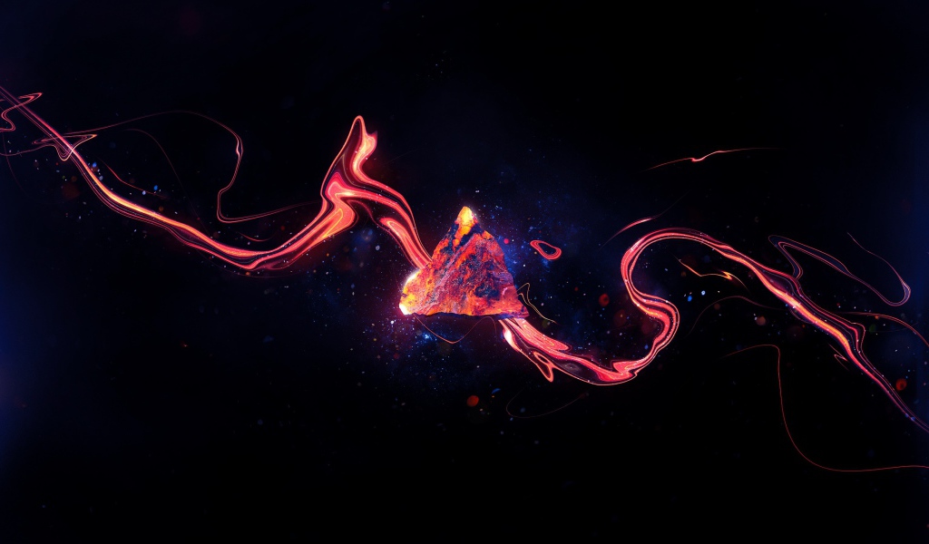 Треугольник из магмы на синем фоне