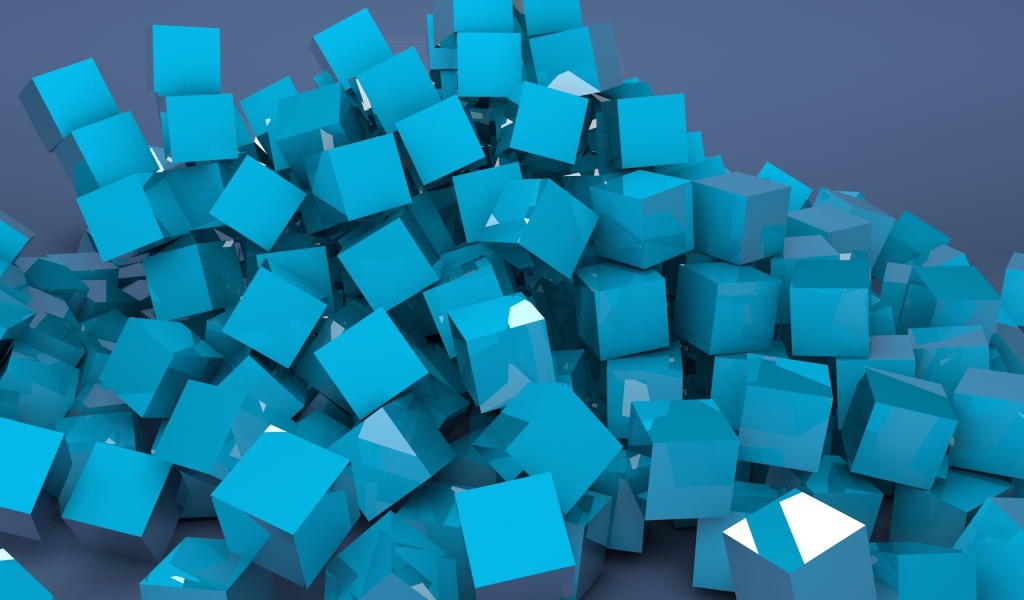 Many blue 3d squares on a gray background