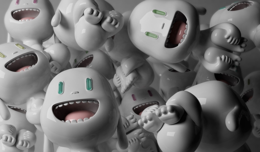 Много маленьких белых человечков 3д графика