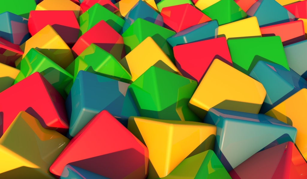 Много разноцветных пластмассовых кубиком