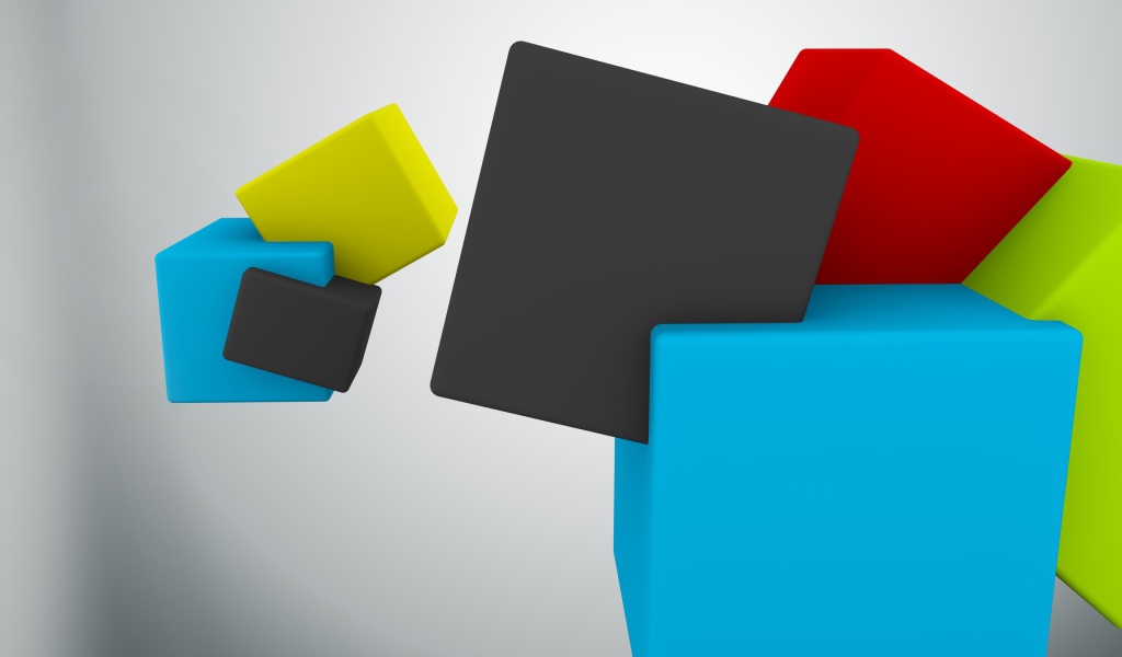 Разноцветные кубы на сером фоне