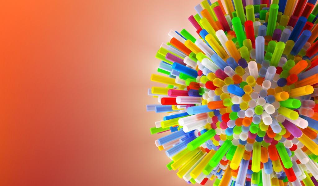 Разноцветные трубочки на розовом фоне