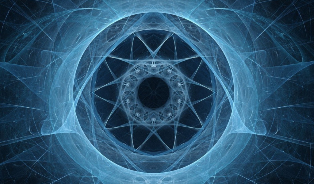 Неоновый симметрический фрактальный рисунок 