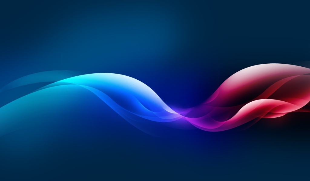 Розовая с голубым неоновая волна на синем фоне