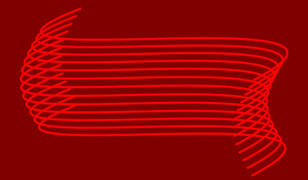 Алые абстрактные волны на красном фоне 