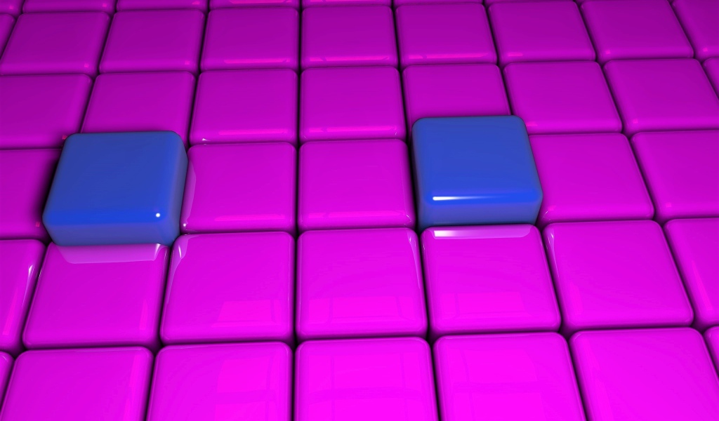 Два  синих куба с розовыми 3д графика 