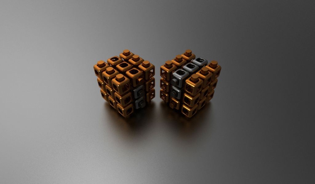 Два куба на сером фоне 3д графика