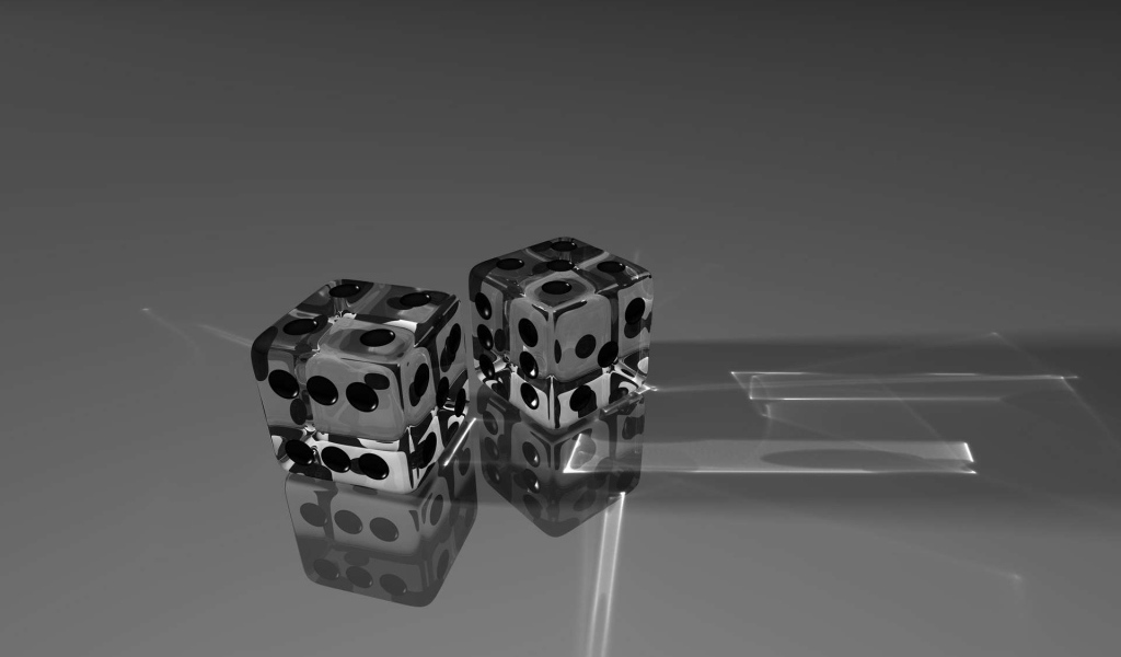 Два стеклянных кубика на сером фоне 3д графика