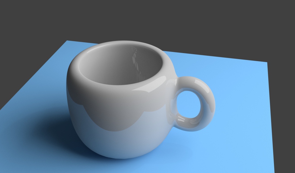 Белая 3д кружка на сером фоне