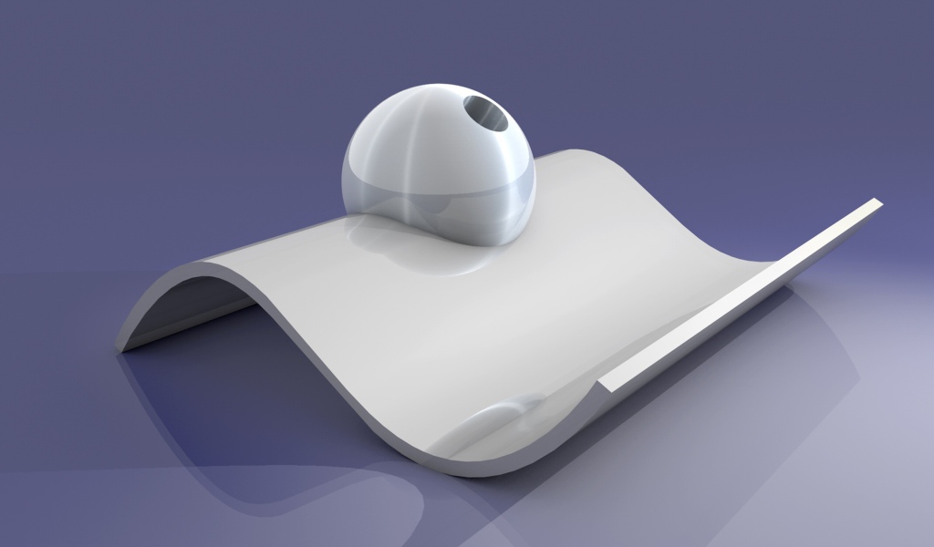 Белый 3д знак с шаром на сером фоне 