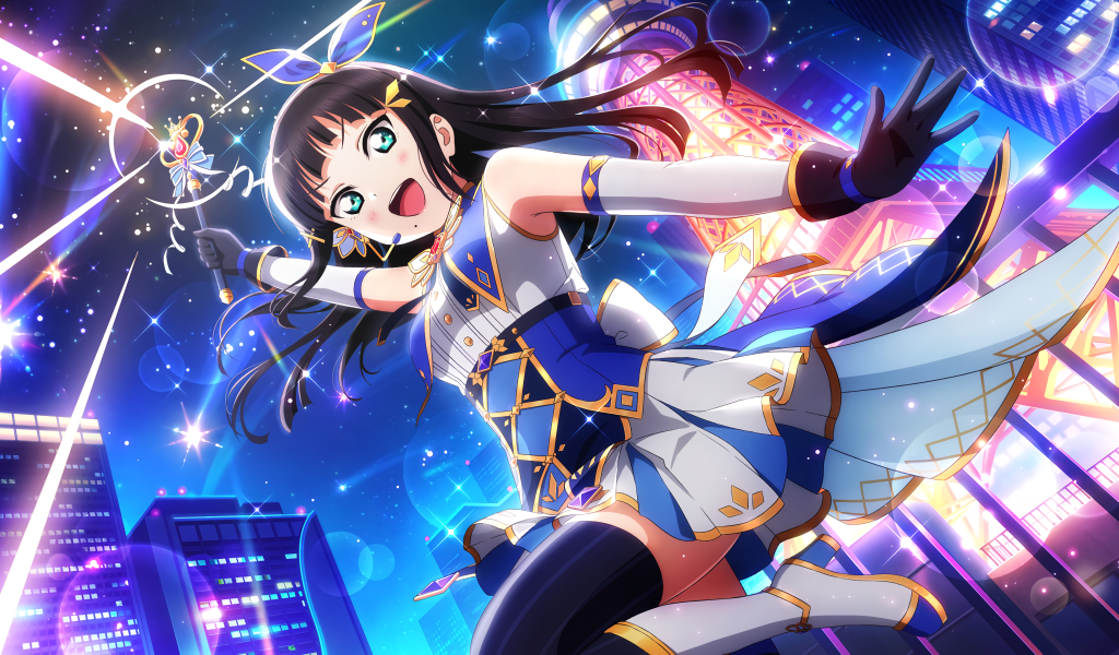 Девушка аниме с волшебной палочкой в руке