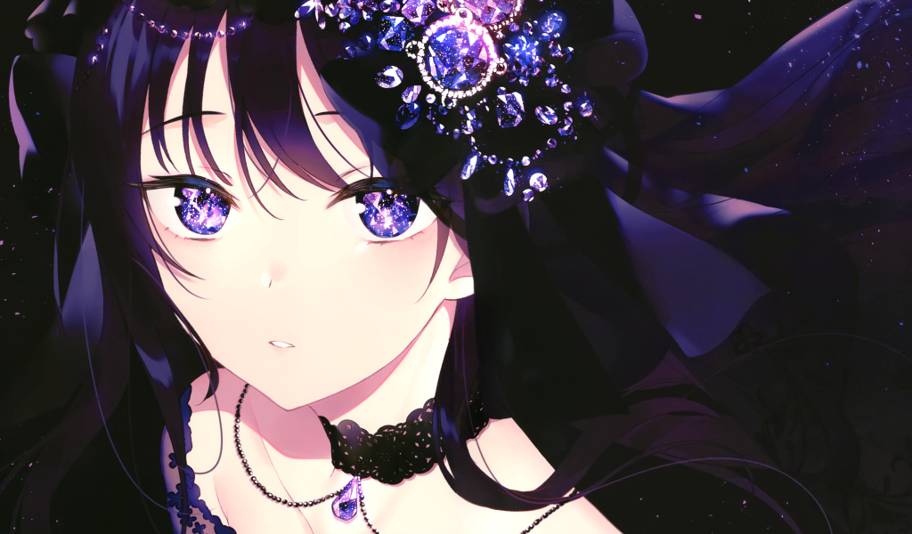 Beautiful anime girl with jewelry in her hair