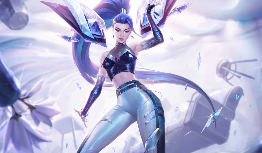 Эффектная девушка аниме кидает кристаллы 