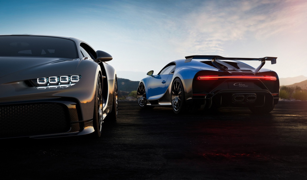 Два автомобиля Bugatti Chiron Pur Sport 2020 года 