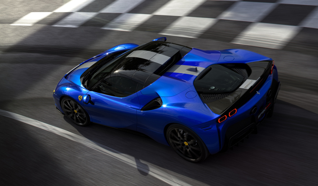 Автомобиль  Ferrari SF90 Spider Assetto Fiorano 2021 года вид сверху