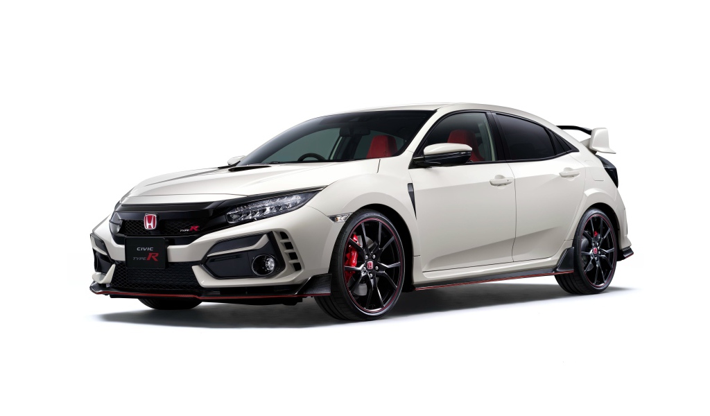 Белый автомобиль Honda Civic Type R 2020 года