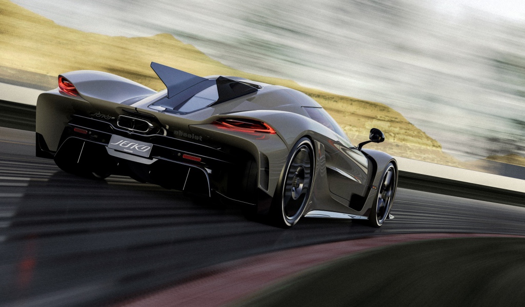 Быстрый автомобиль Koenigsegg Jesko Absolut 2020 года на трассе 