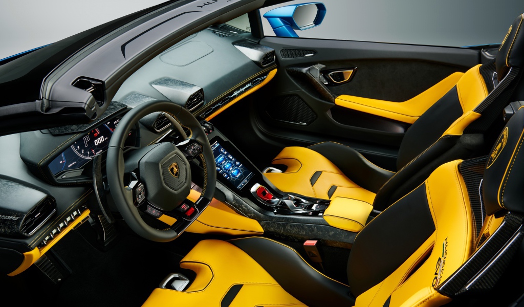 Дорогой салон автомобиля Lamborghini Huracan EVO RWD Spyder 2020 года