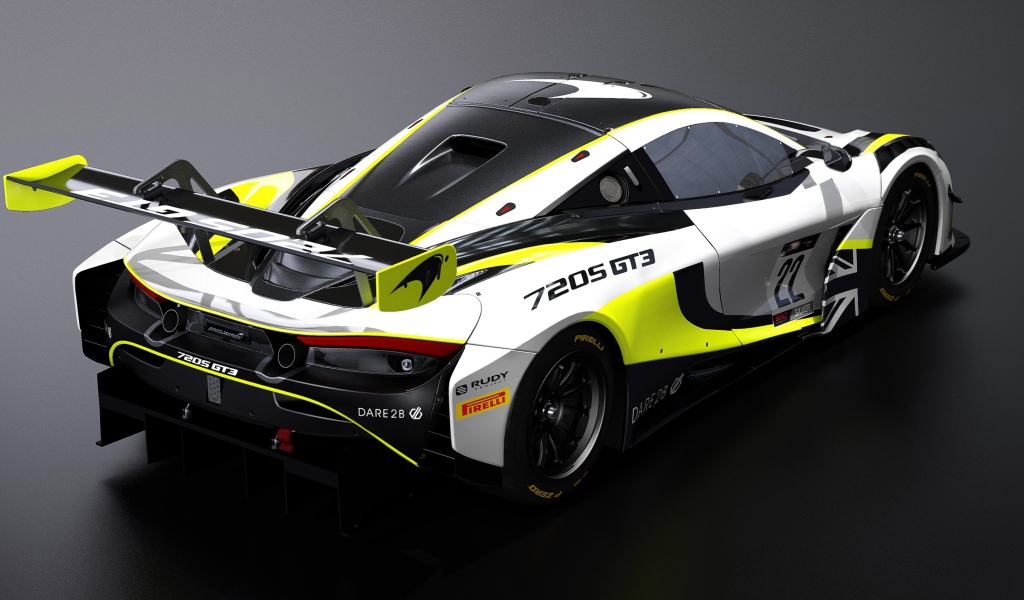 2020 McLaren 720S GT3 racing car rear view