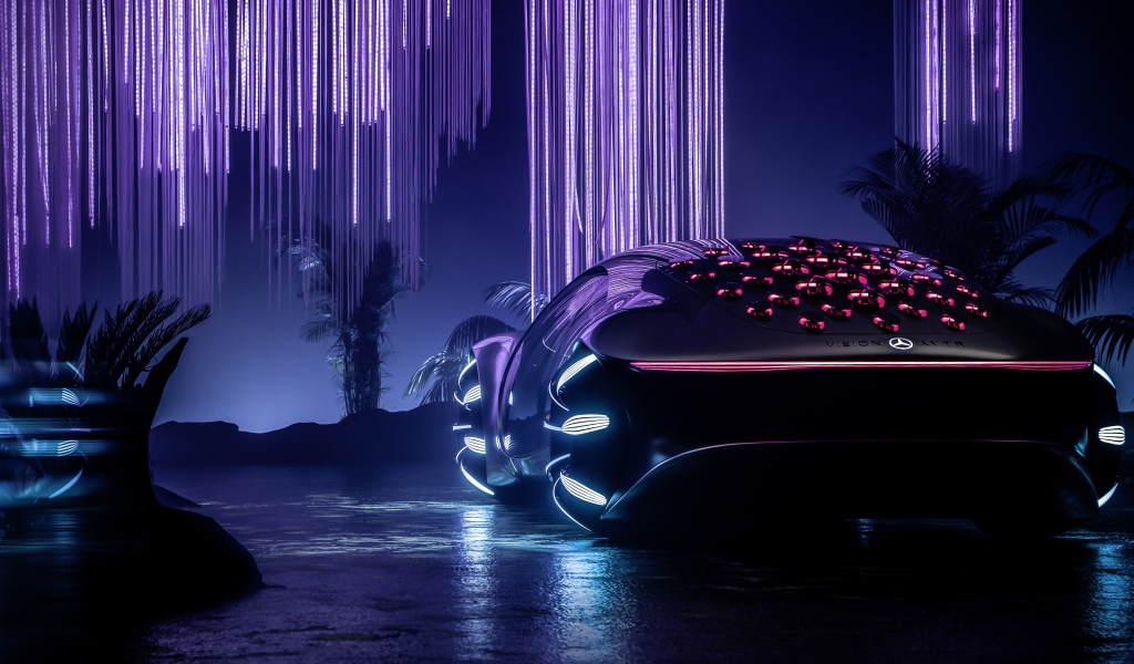 Неоновый автомобиль Mercedes-Benz VISION AVTR 2020 года