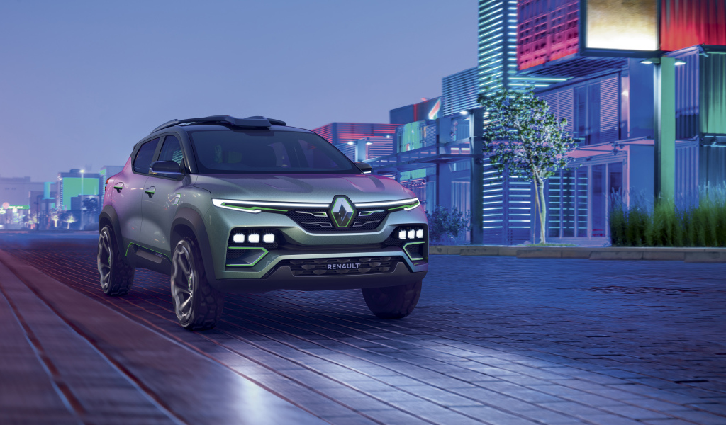 Внедорожник Renault Kiger 2021 года ночью