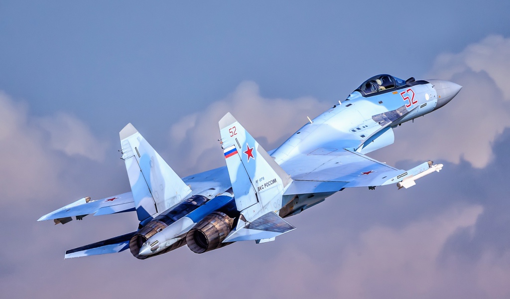 Russian fighter Su-35 in the air