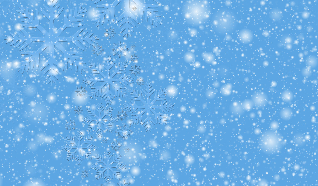 Blue background with white dots and snowflakes