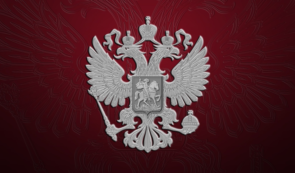 Герб России на бордовом фоне 