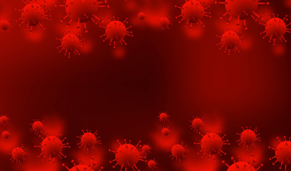 Красный фон с бактериями 