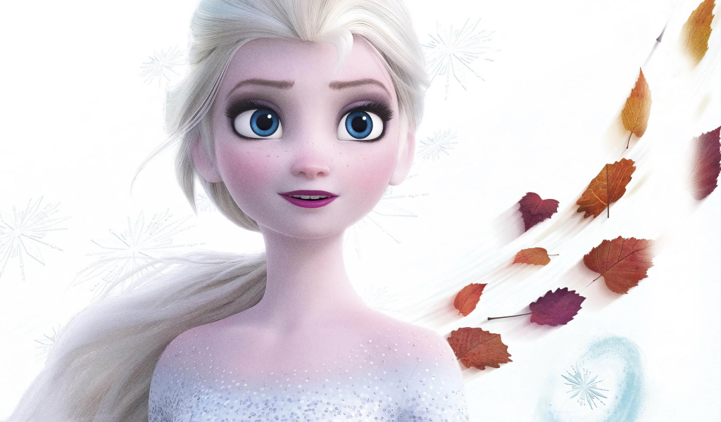 Красивая голубоглазая девушка Эльза, персонаж мультфильма Холодное сердце 2