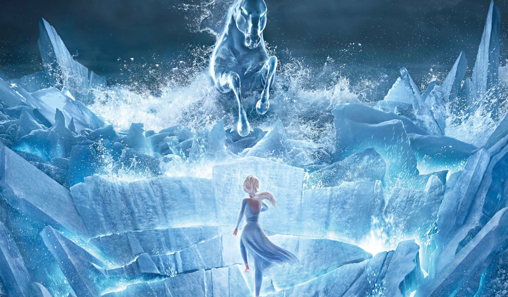 Эльза на ледяной скале с конем