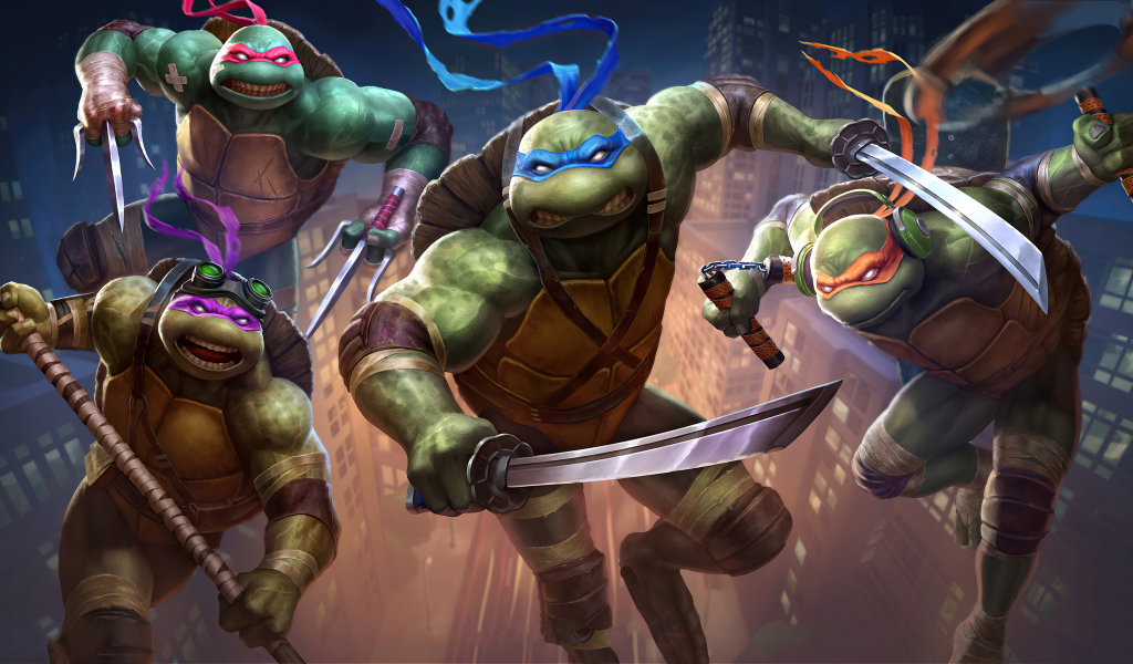 Грозные черепашки ниндзя нападают с оружием