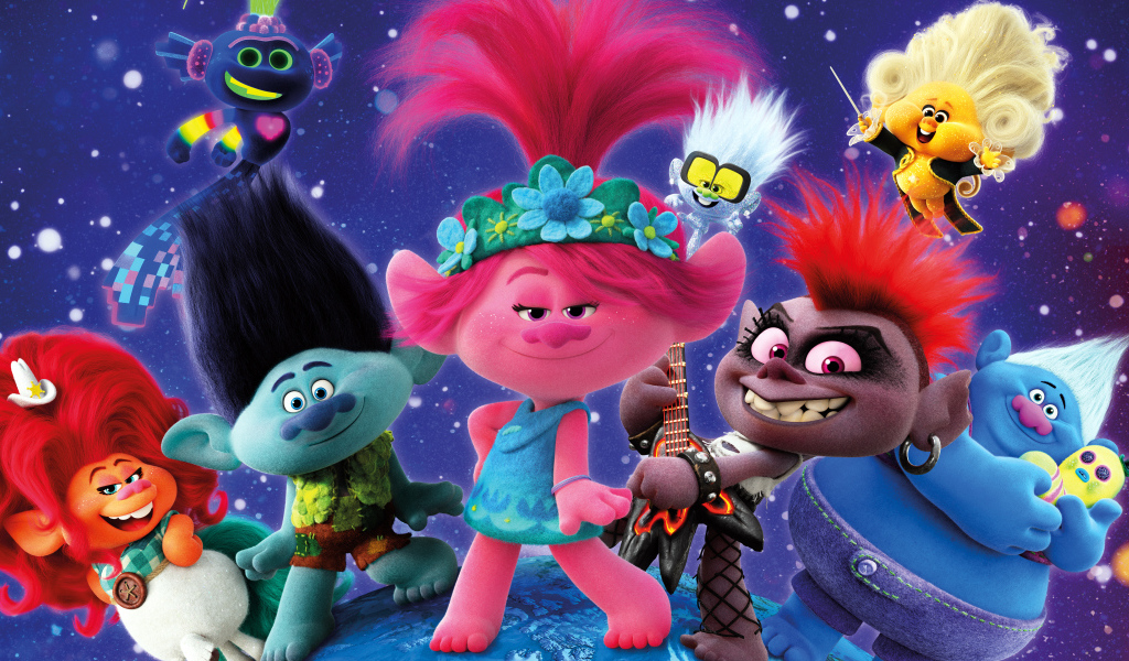 Озорные тролли персонажи мультфильма Тролли: Мировой тур