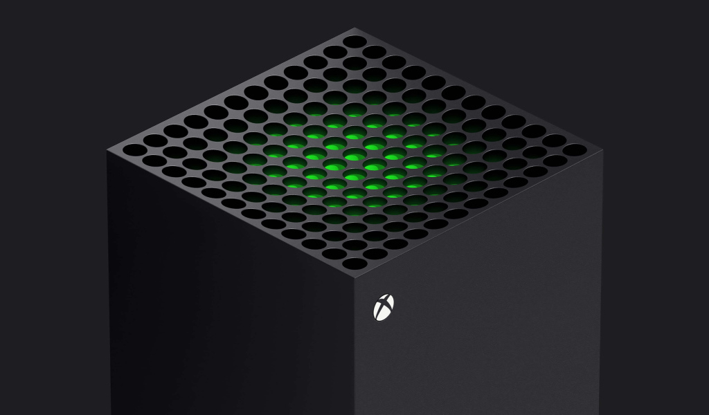 Черный Xbox Series X с зеленой серединой 