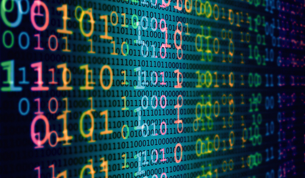 Много разноцветных цифр двоичный код