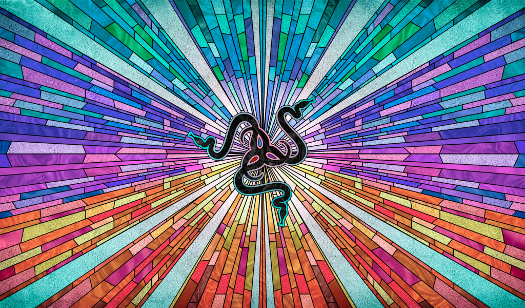 Значок Razer на разноцветном графическом фоне