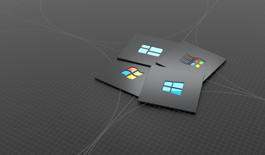 Квадраты Windows 10 на сером фоне 